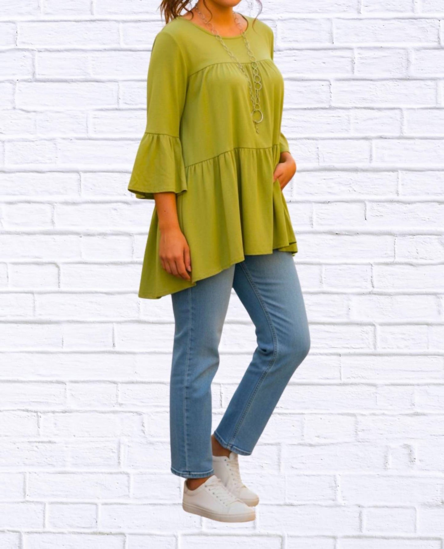 Calypso - Woven Gauged Trapeze Shirt Top