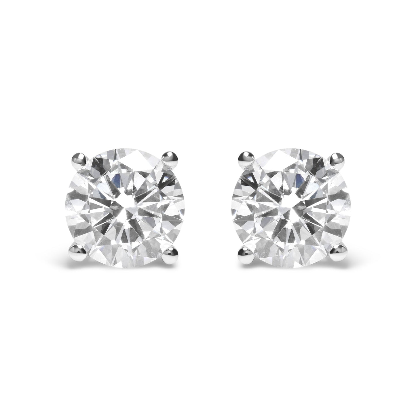 IGI Certified 14K White Gold 5.00 Cttw Round Brilliant-Cut Lab Grown Diamond Classic 4-Prong Stud Earrings with Screw Backs (F-G Color, SI1 Clarity)