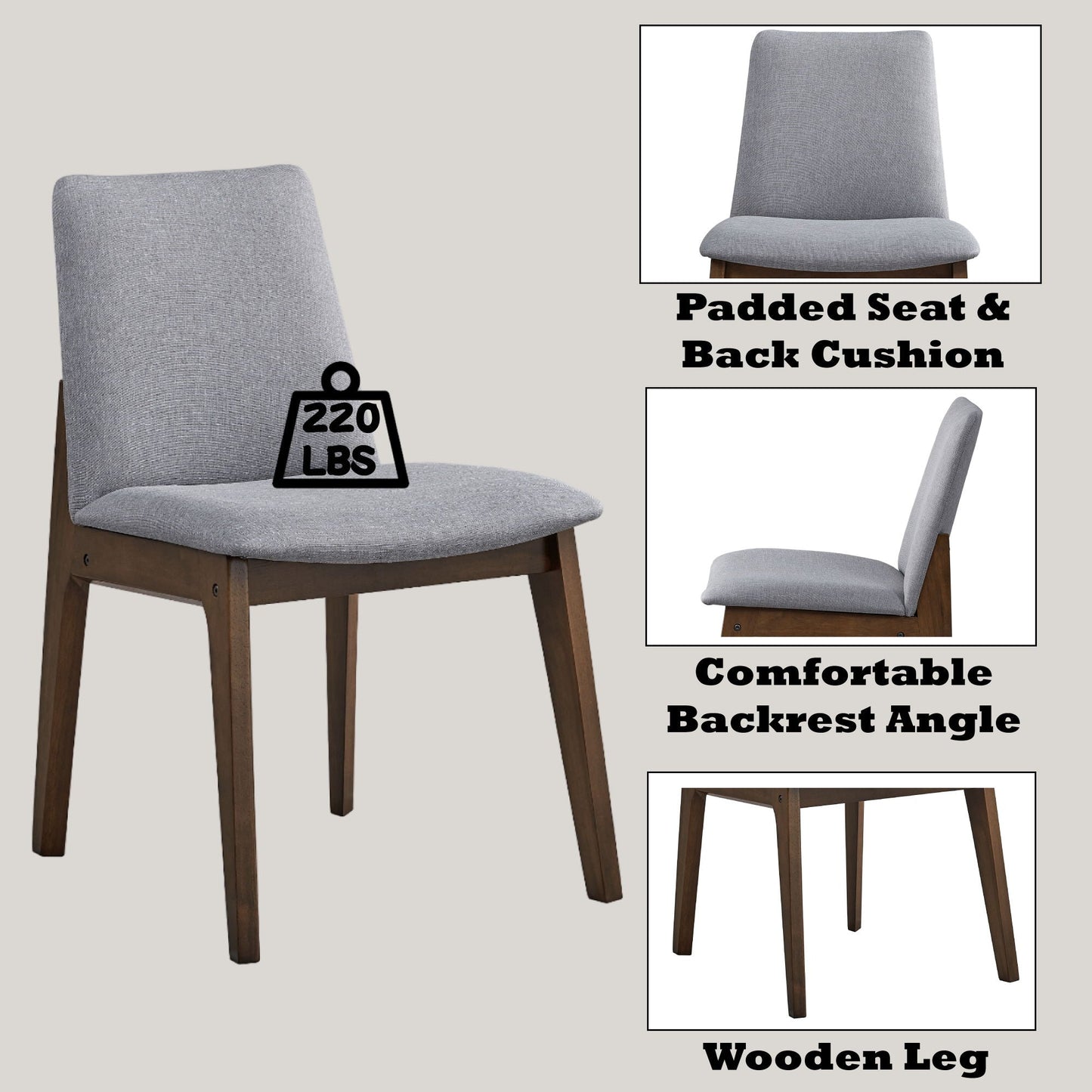 Kaela Side Chair (Set of 2) - Light Gray