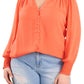 1.State Women's Smocked Detail Button-Up Shirt