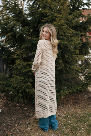 Elan - Cardigan longo de crochê