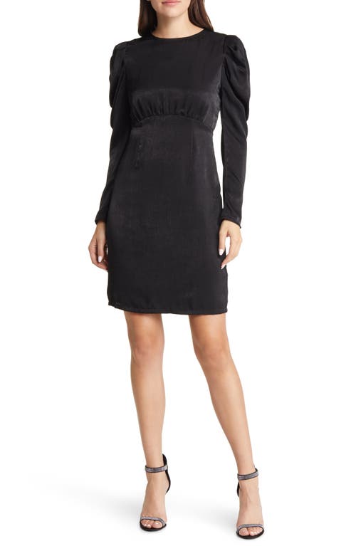 Chelsea28 Long Sleeve Satin Minidress in Black, Size Large