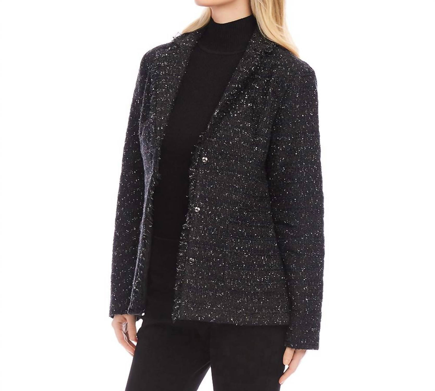 Karen Kane - Fringed Tweed Blazer