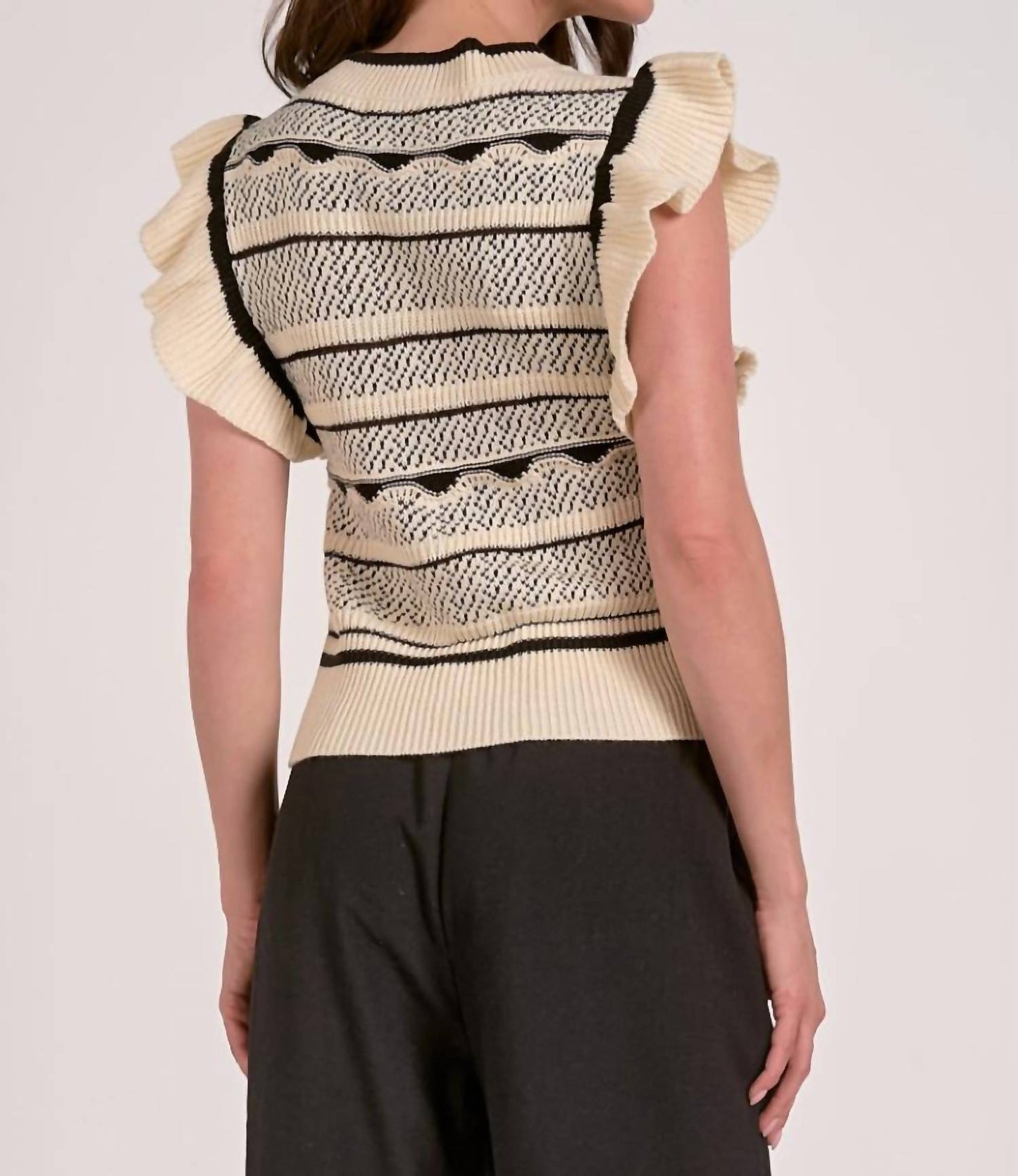 Elan - Flutter Sleeve Knit Tank Sweater