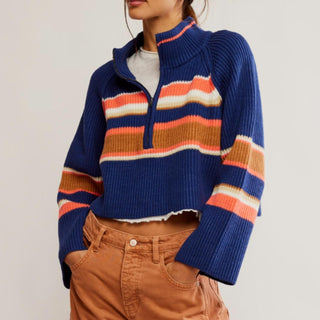 Free People - Conjunto Greta Listrado Meio Zíper