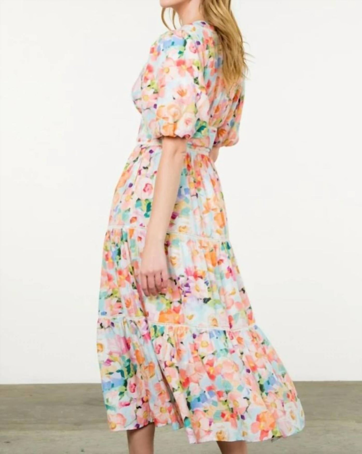 Thml - Floral Puff Sleeve Tiered Dress