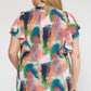 Entro - V-Neck Ruffle Sleeve Top