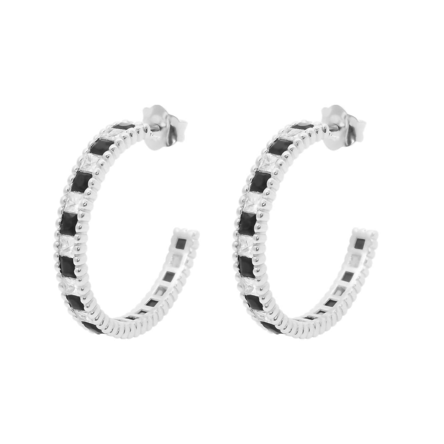 Allyanna Gifts - Women's Alternating Ubic Zirconia Open Hoop Earrings