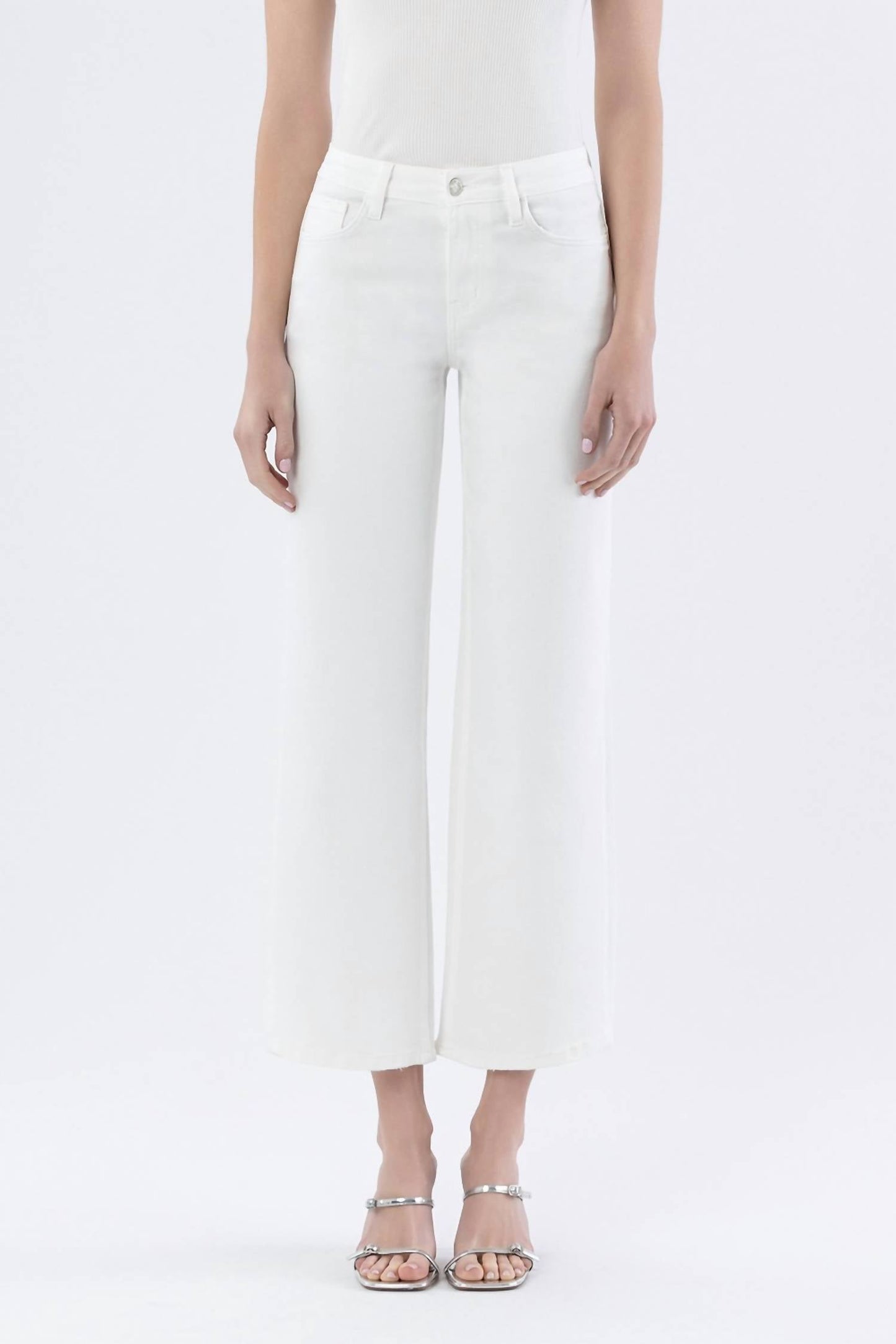Vervet By Flying Monkey - white wide leg ankle denim