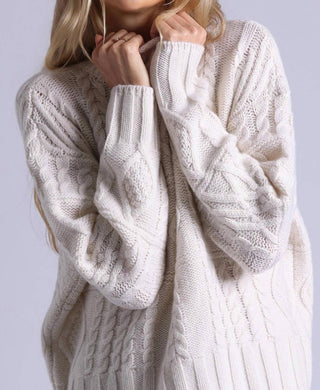 Minnie Rose - Pure Air Mixed Cable Sweater