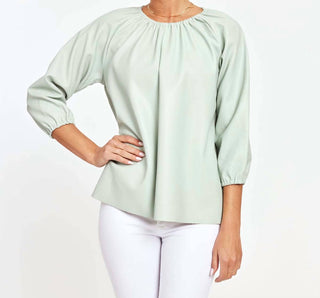 Dolce Cabo - Blusa Blakely de couro sintético com manga bufante