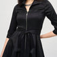 Joseph Ribkoff - Zip Front Waist Sash Taffeta Midi Dress