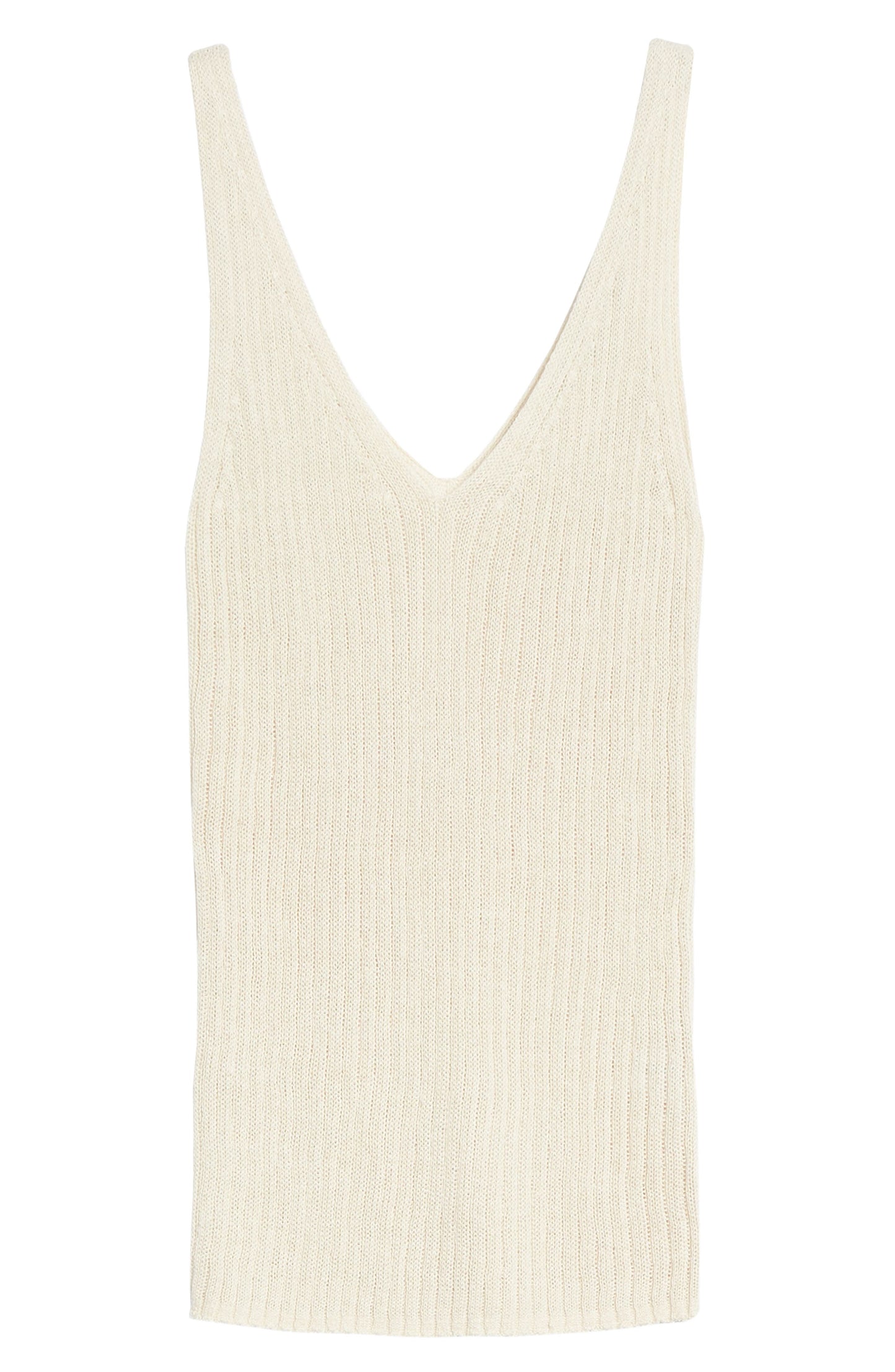 Women's Treasure & Bond V-Neck Ribbed Sweater Tank, Size Small - Beige