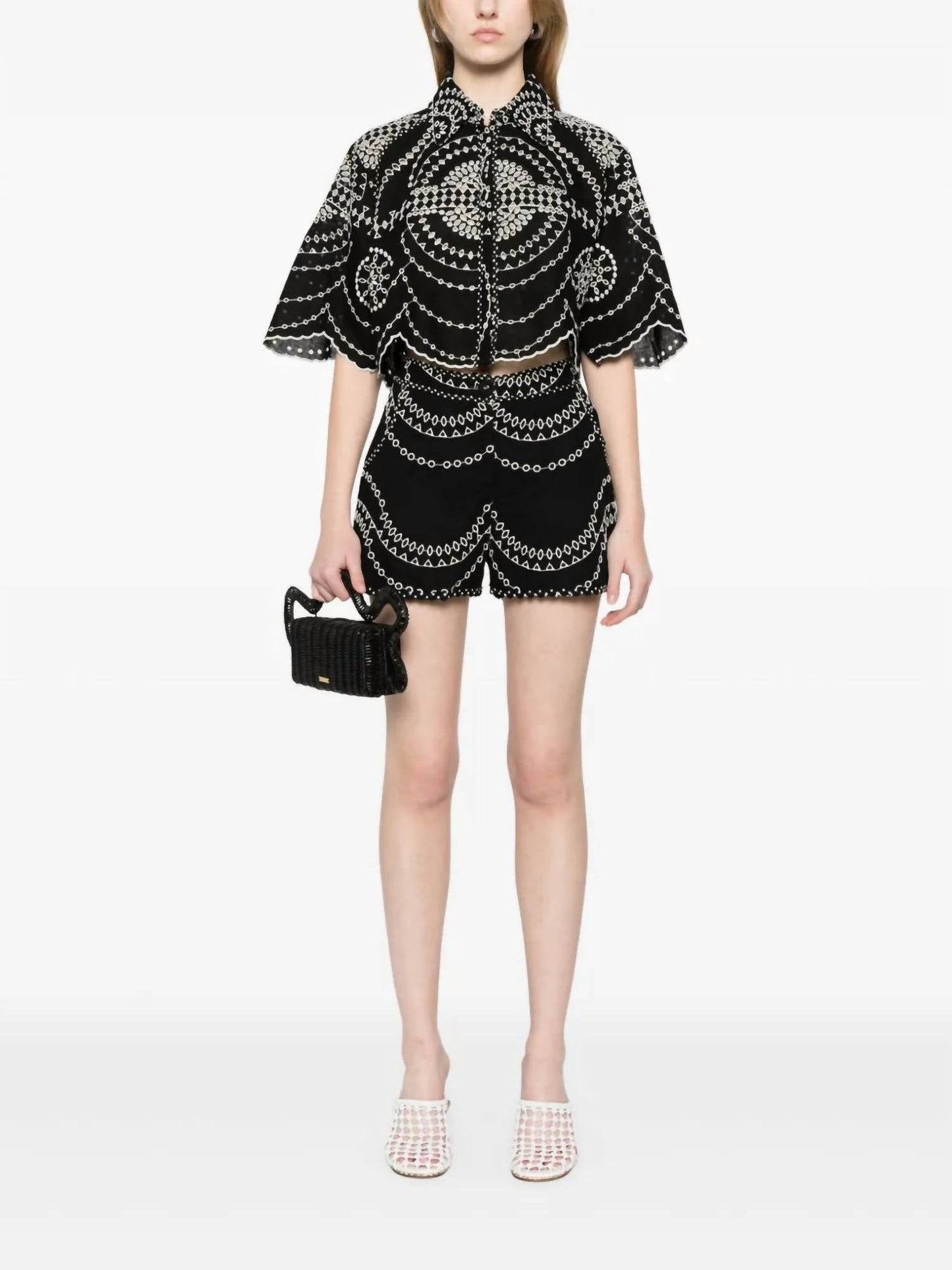 Charo Ruiz - Drea Embroidered Cotton Linen Short