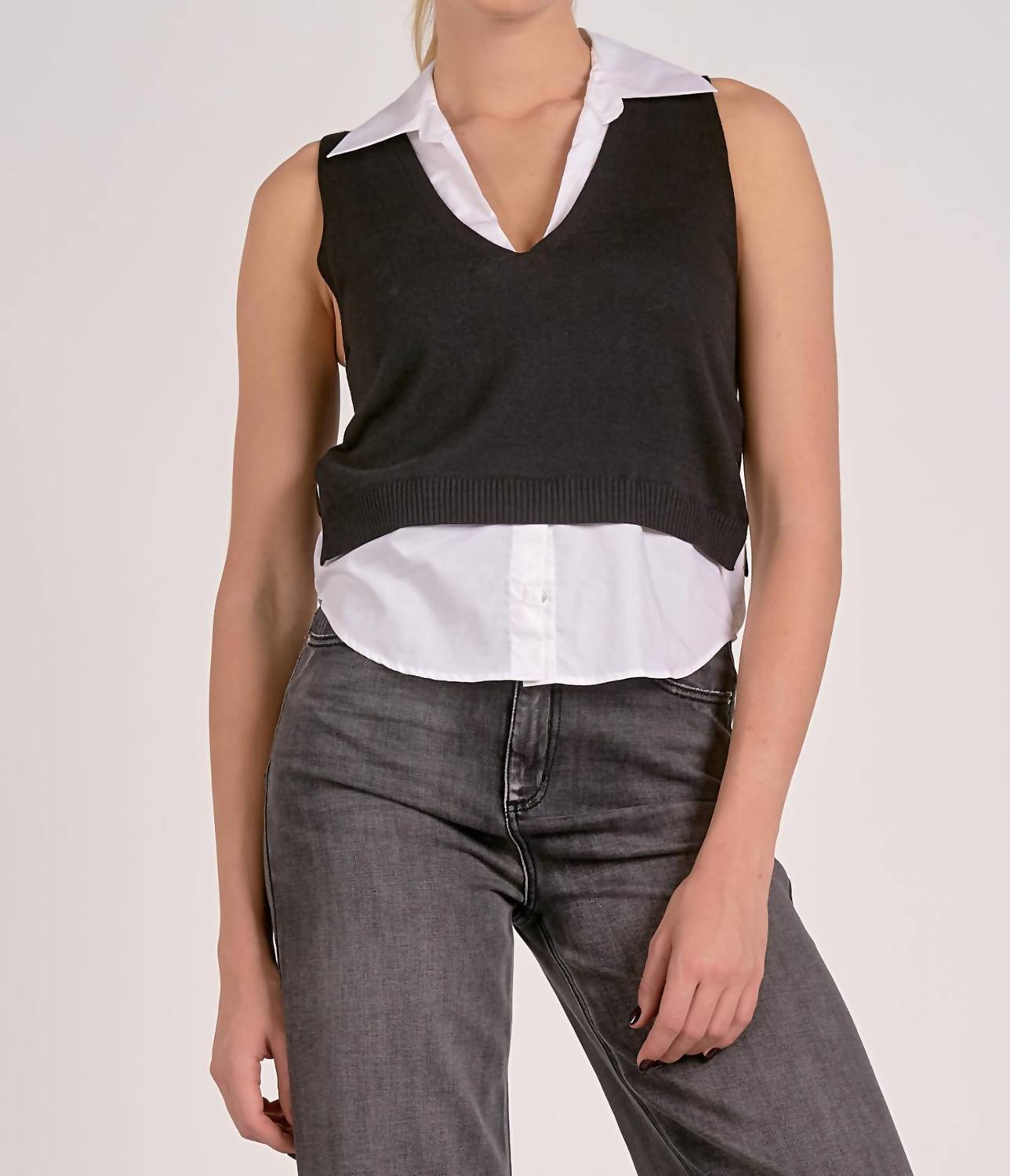 Elan - Daphne Sleeveless Layered Top