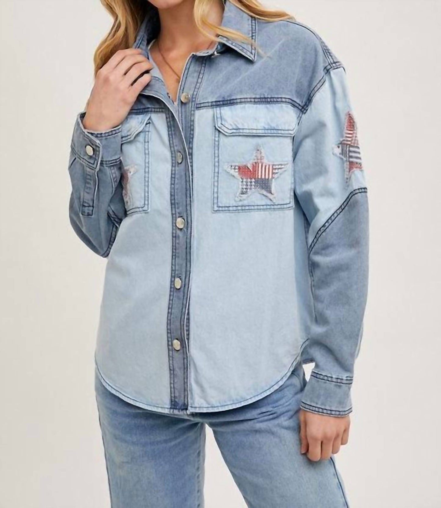 Bluivy - Denim Star Patchwork Shirt