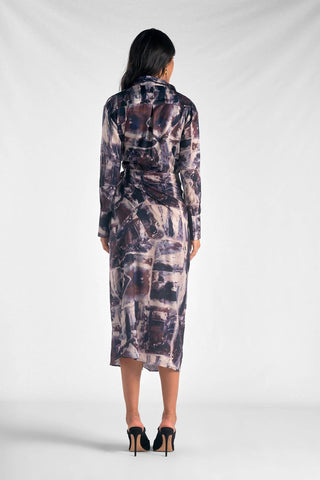Elan - VESTIDO ENVOLTO DE MANGA LONGA