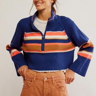 Free People - Conjunto Greta Listrado Meio Zíper
