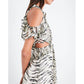 Topshop - Animal Print Silk Ruffle Open Back Cutout Midi Dress