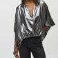 Joseph Ribkoff - Metallic Foiled Chiffon Wrap Top