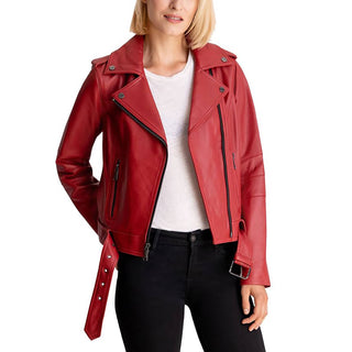 Michael Kors - Moto Belted Zip Up Leather Jacket