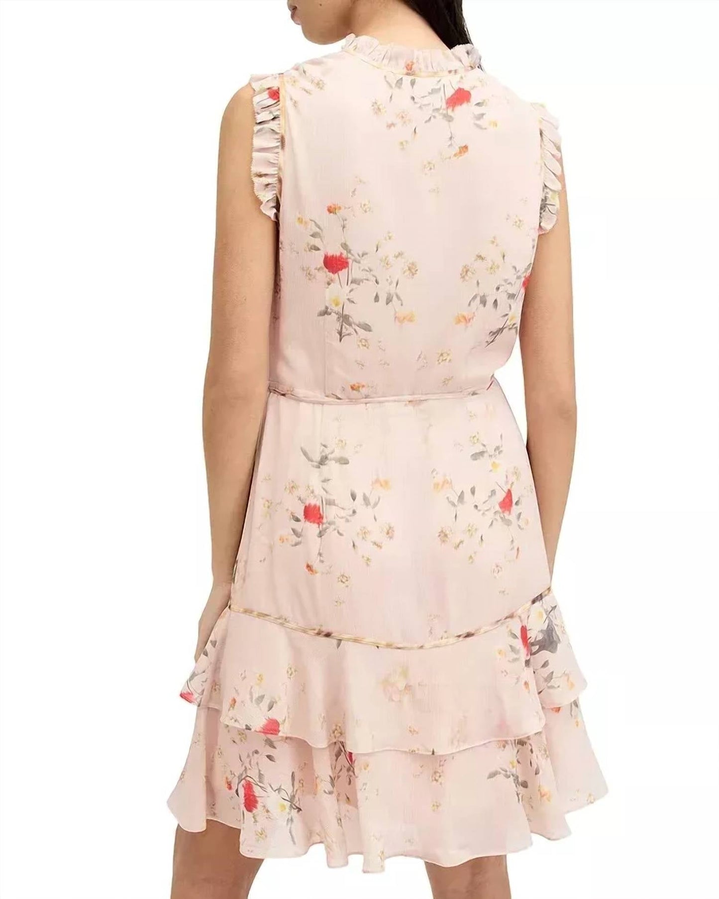 Allsaints - Ari Kora Floral Print Ruffle Wrap Mini Dress