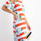 143 Story - Bold Stripe Floral Cold Shoulder Dress