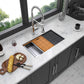 Workstation Kitchen Sink 30" X 18" X 10" Single Bowl Undermount 16 Gauge - Gunmetal Black