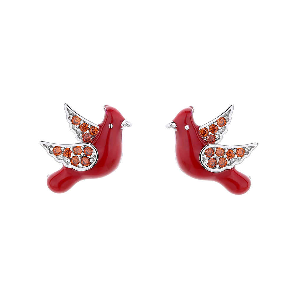 Brincos de rubi Robin banhados a ouro branco 18K