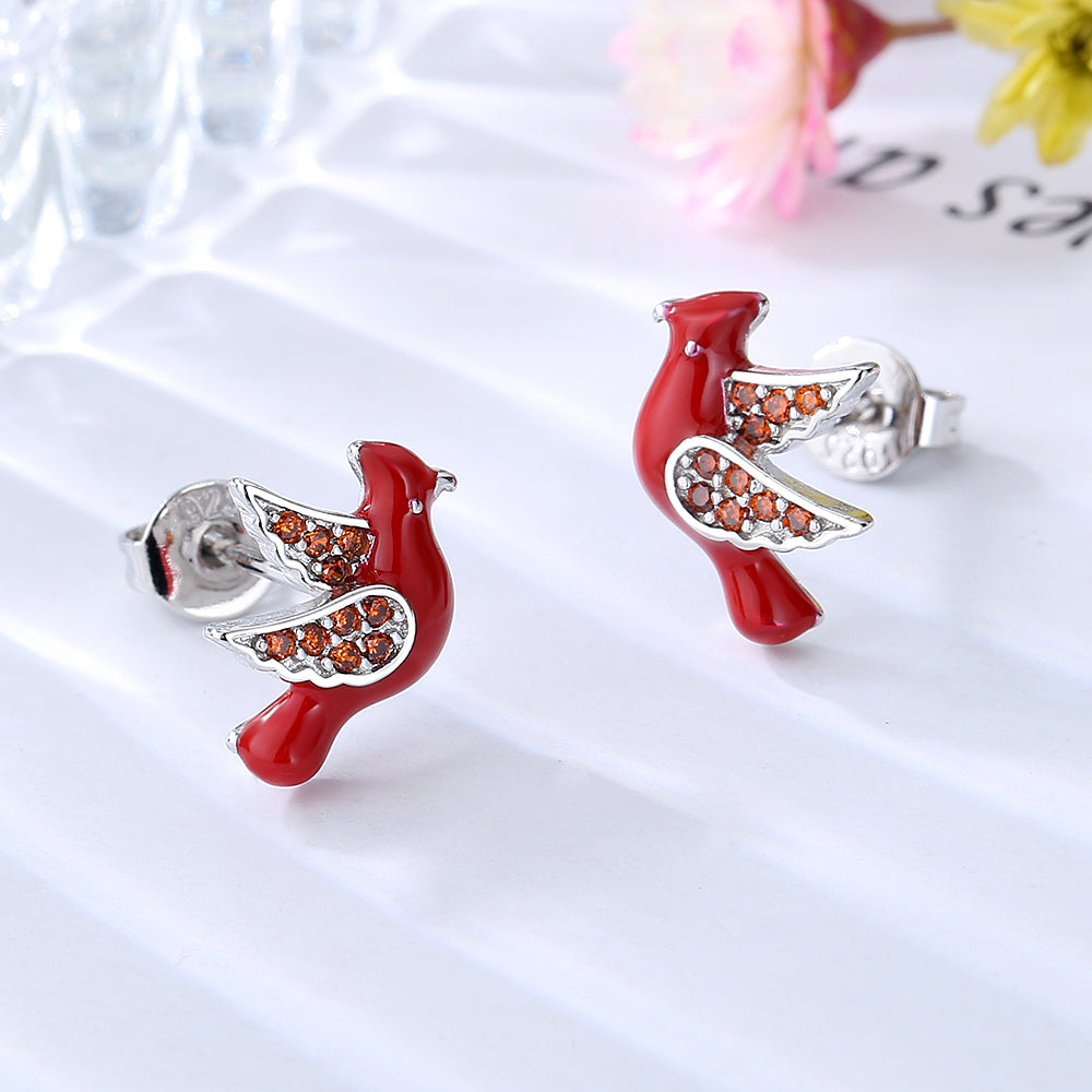 Brincos de rubi Robin banhados a ouro branco 18K