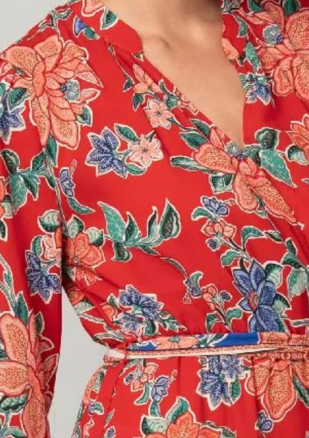 Pine Apparel - Floral Print Balloon Sleeve Dress