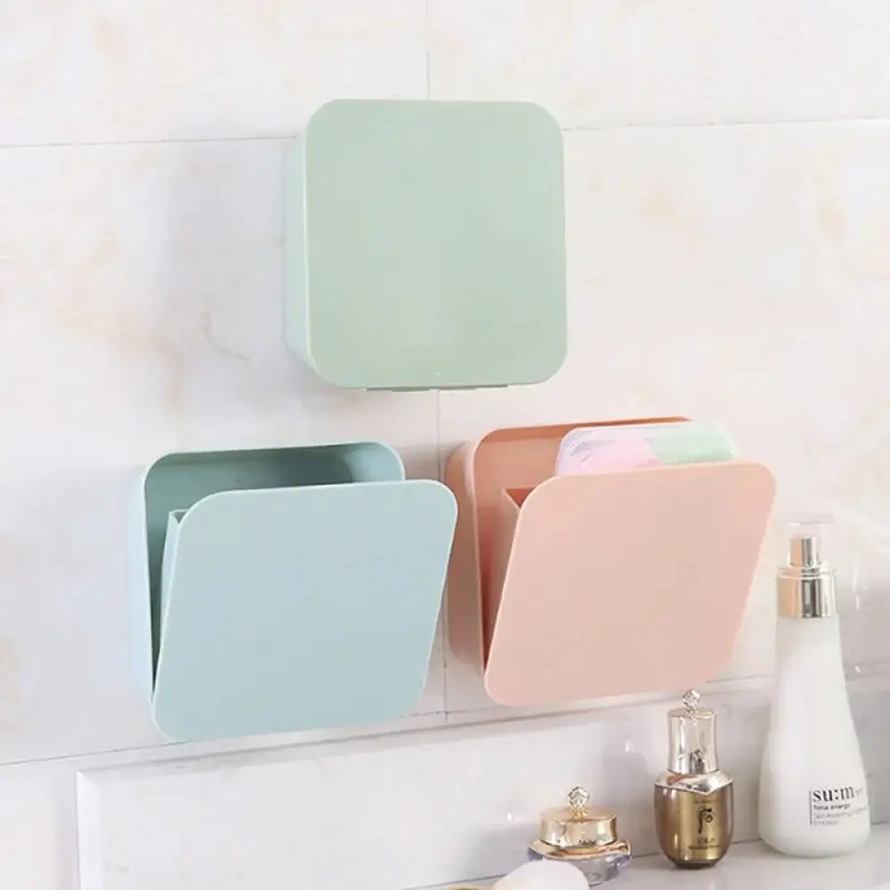 Pastel Wall Mounted Vanity Organizer and Makeup Shelf
