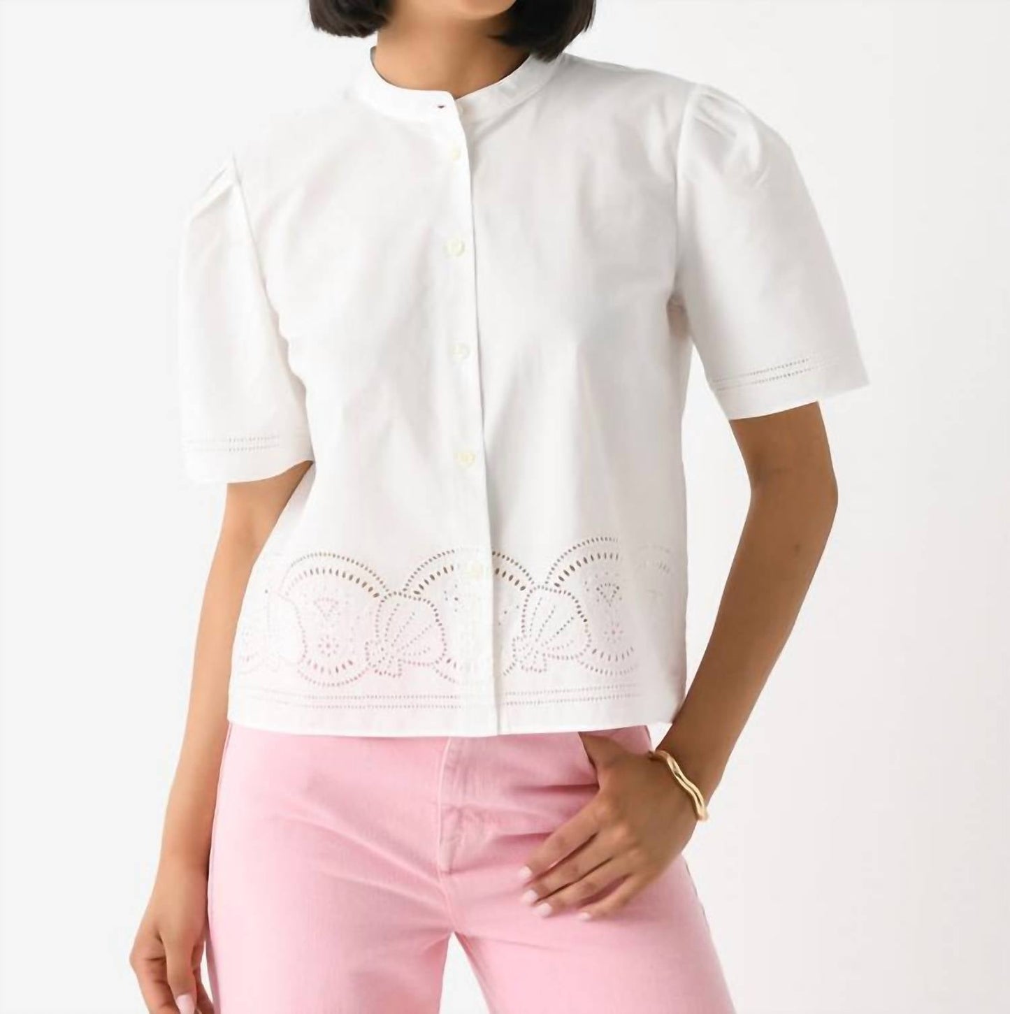 Frame - Embroidered Short Sleeve Shirt