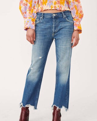 Free People - Maggie Jeans reto de cintura média