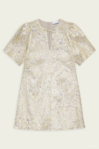 Ganni - Vestido curto metálico em linha A