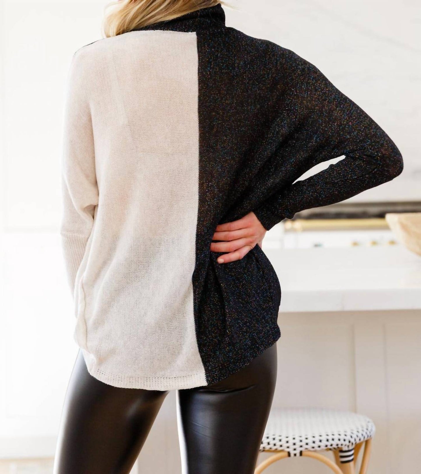 143 Story - Can't Touch This Sparkle Color Blocked Sweater
