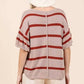 Mittoshop - STRIPED RUFFLE SHORT SLEEVE SWEATER KNIT TOP