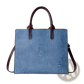 Denim and Leather Three Piece Multi Compartment Handbag Set