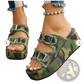 Denim Wedge Buckle Sandals Frayed Platform Shoes