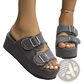 Denim Wedge Buckle Sandals Frayed Platform Shoes