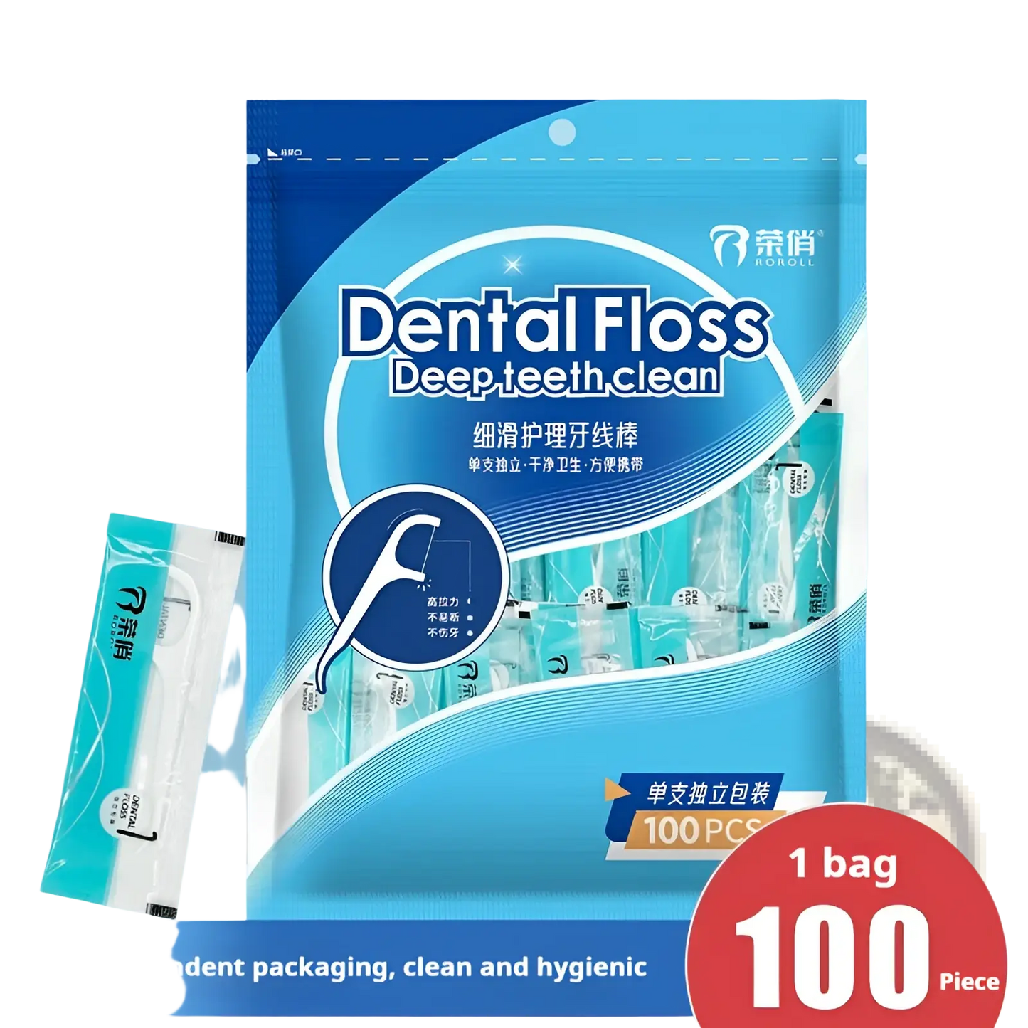Dental Floss Picks 100 Count Individual Packets
