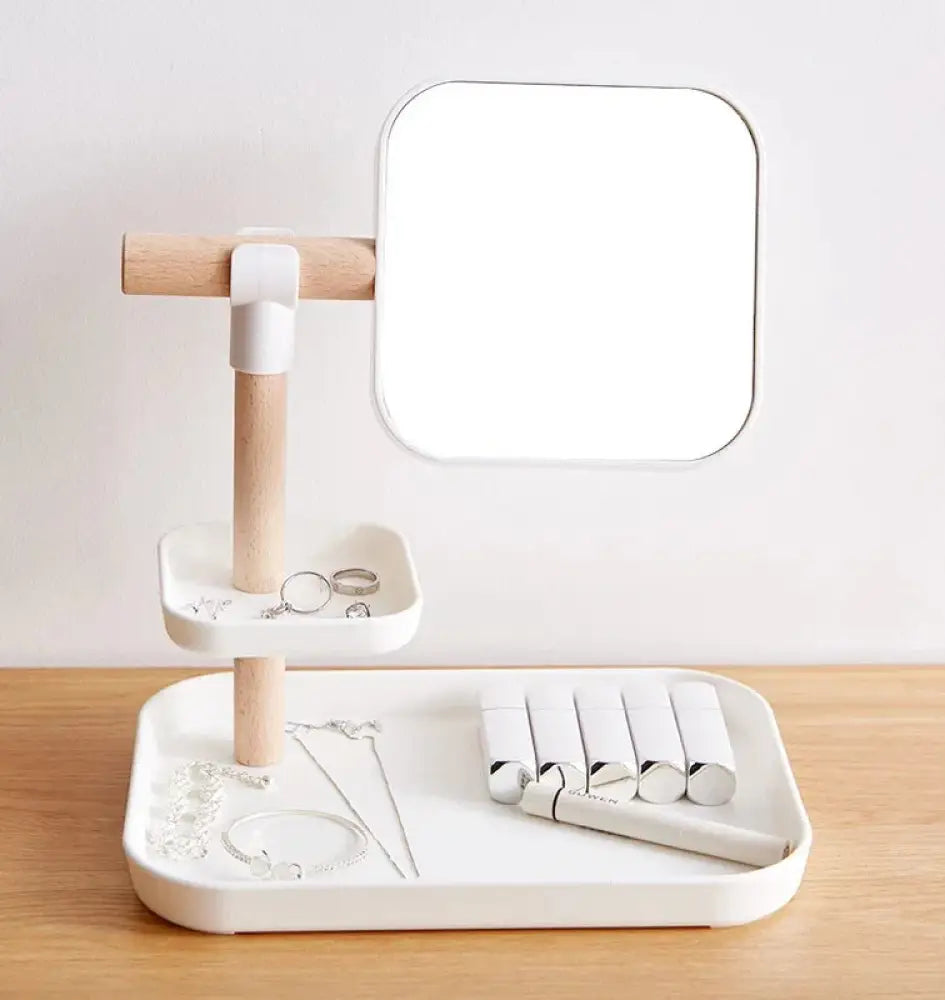 Minimalist Cosmetics Storage Box with Adjustable Mirror