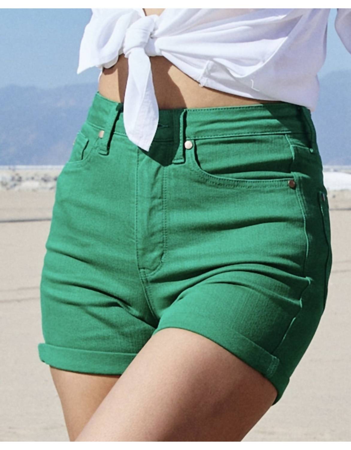 Judy Blue - Tummy Control Garment Dyed Denim Shorts - Plus