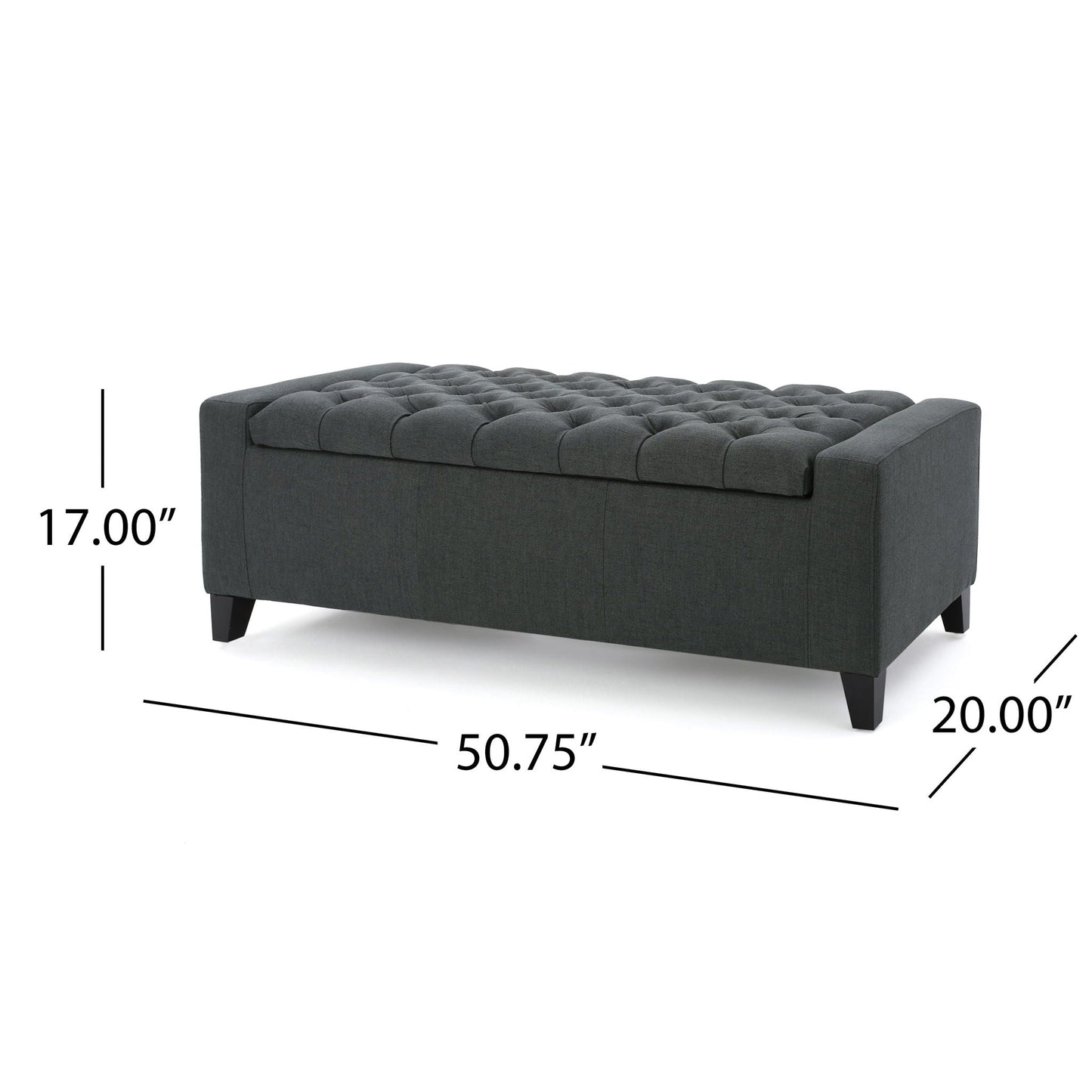 Contemporary Storage Ottoman With Tufted Top - Dark Gray