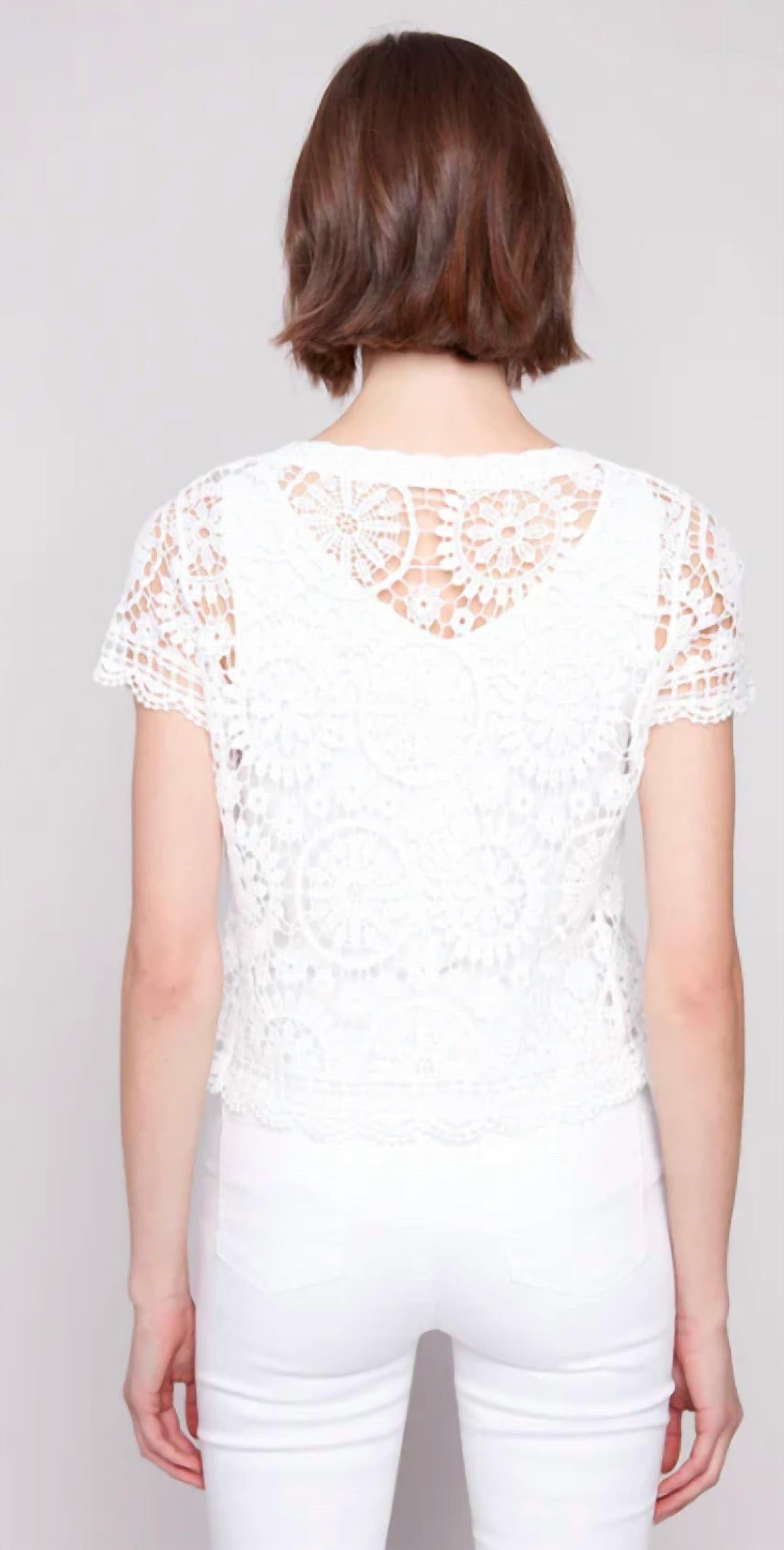 Charlie B - Short Sleeve Crochet Bolero Cardigan
