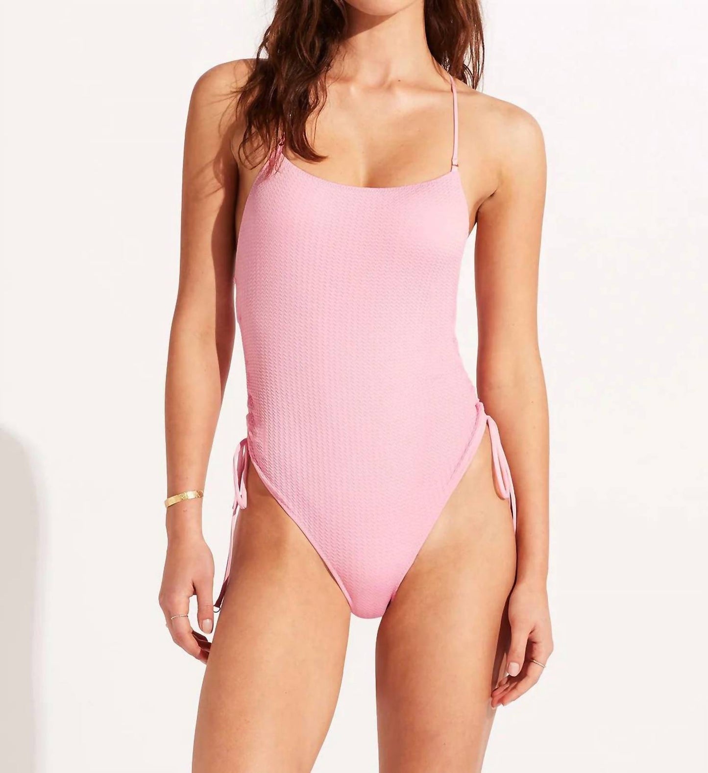 Seafolly - Sea Dive Scoop Neck Drawstring Side One Piece Swimsuit