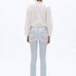 Bayeas - Mid Rise Straight Raw Edge Jean