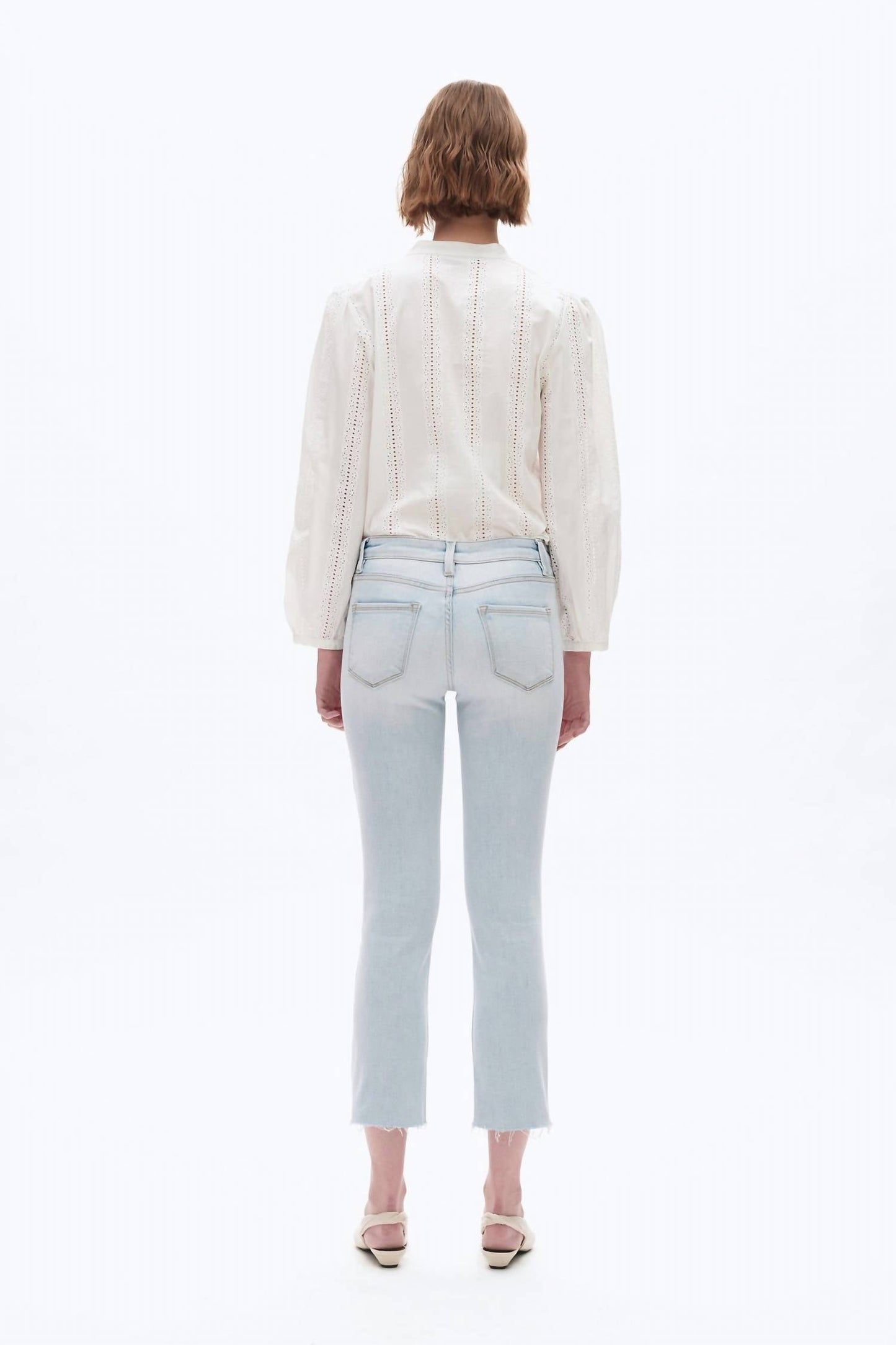 Bayeas - Mid Rise Straight Raw Edge Jean