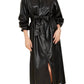Dolce Cabo - Vegan Leather Ruched Sleeve Maxi Dress