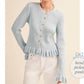 &Merci - Women's Ruffle Hem Ribbed Knit Cardigan